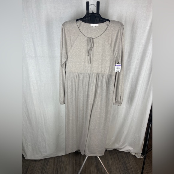 Threads 4 Thought Tan Brigitte Tie Neck Dress Size Medium NWT - Picture 5 of 13